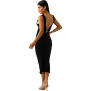 Vestido Cuello V Negro Mujerón 15524