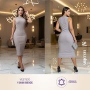 Vestido Ajustado Beige Mujerón 15686