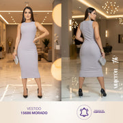 Vestido Ajustado Morado Mujerón 15686