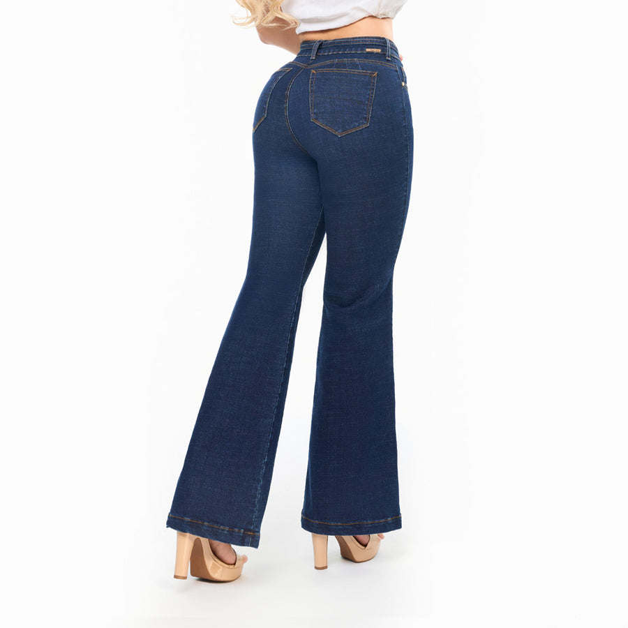 Jeans Campana Push Up Azul Mujeron 16293 - 36
