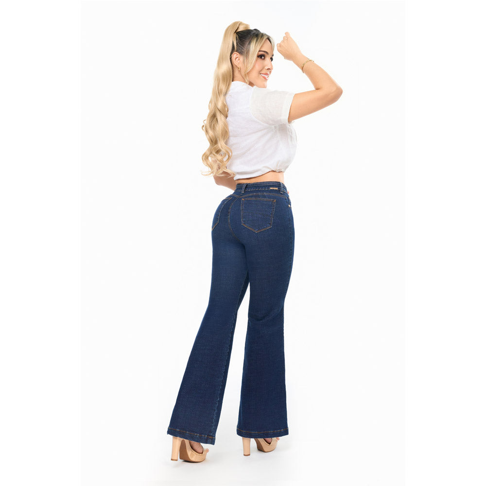 Jeans Campana Push Up Azul Mujeron 16293 - 46