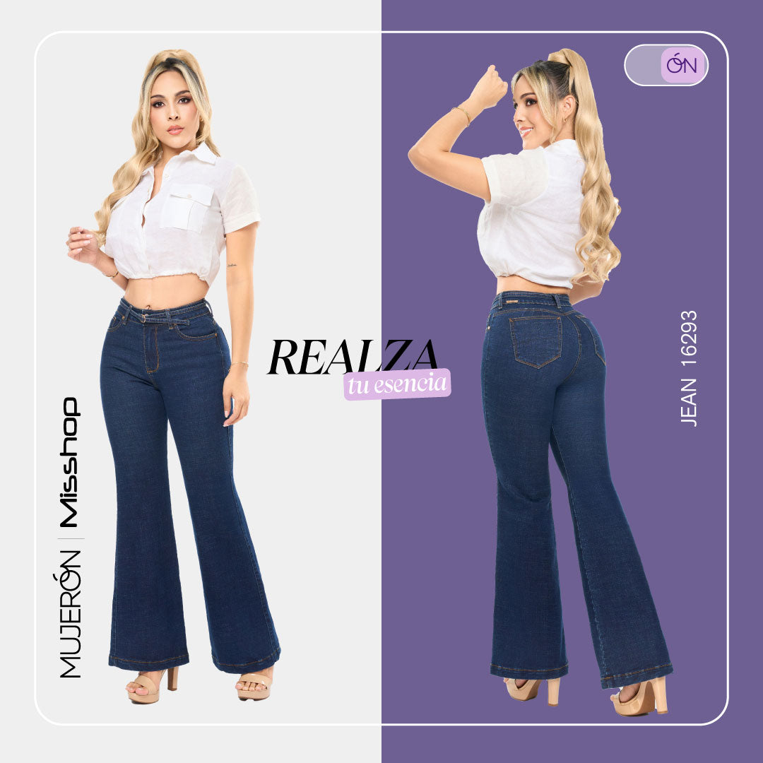 Jeans Campana Push Up Azul Mujeron 16293