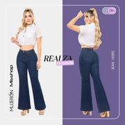 Jeans Campana Push Up Azul Mujeron 16293