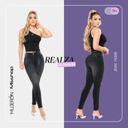 Jeans Push Up Negro Mujeron 16299