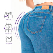 Jeans Push Up Azul Mujeron 16302 - 42