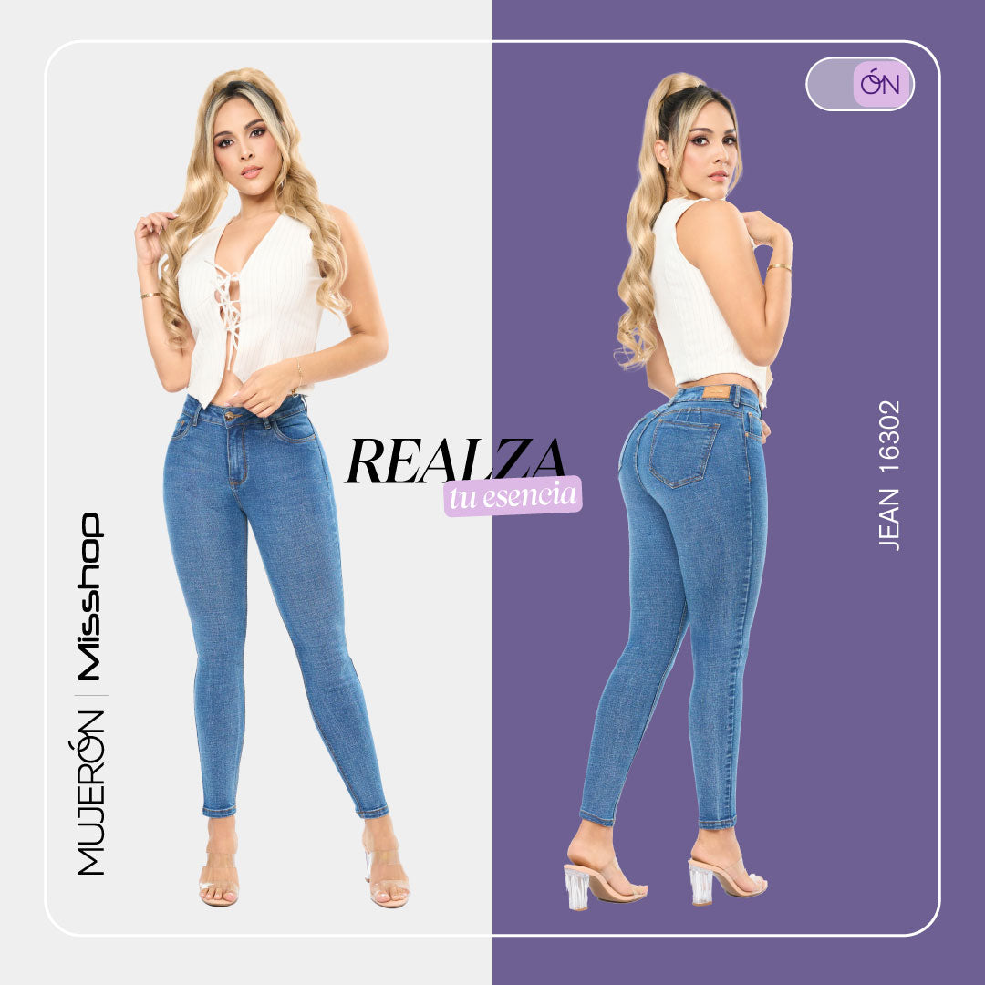 Jeans Push Up Azul Mujeron 16302