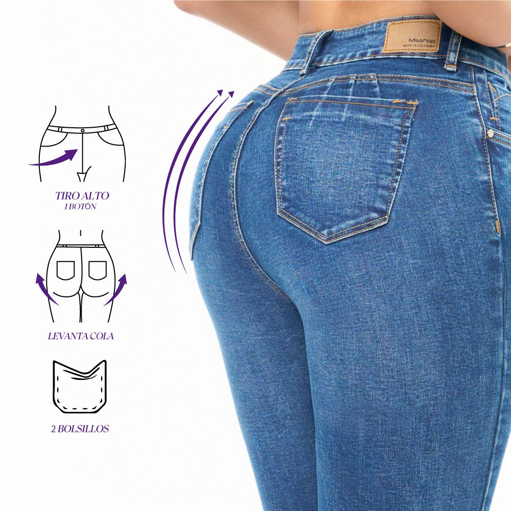Jeans Push Up Azul Mujeron 16324 - 42