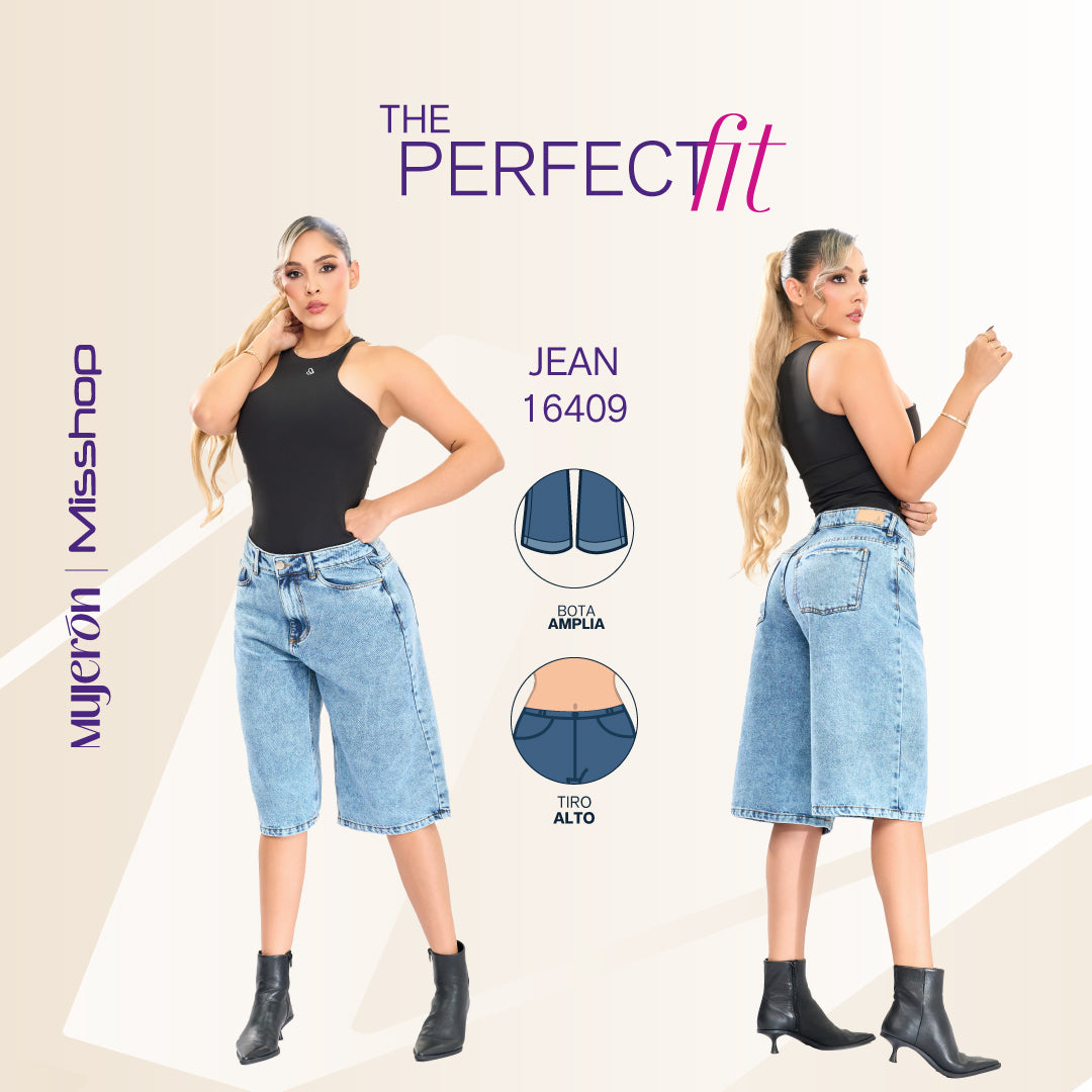 Jeans Short Baggy Azul Misshop 16409 - 44