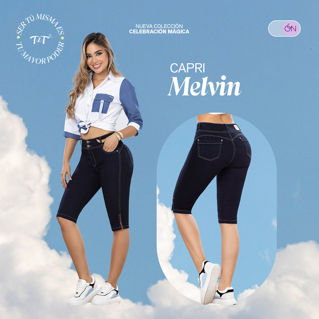 Jeans Push Up Capri Azul Petróleo Tyt Melvin - 42