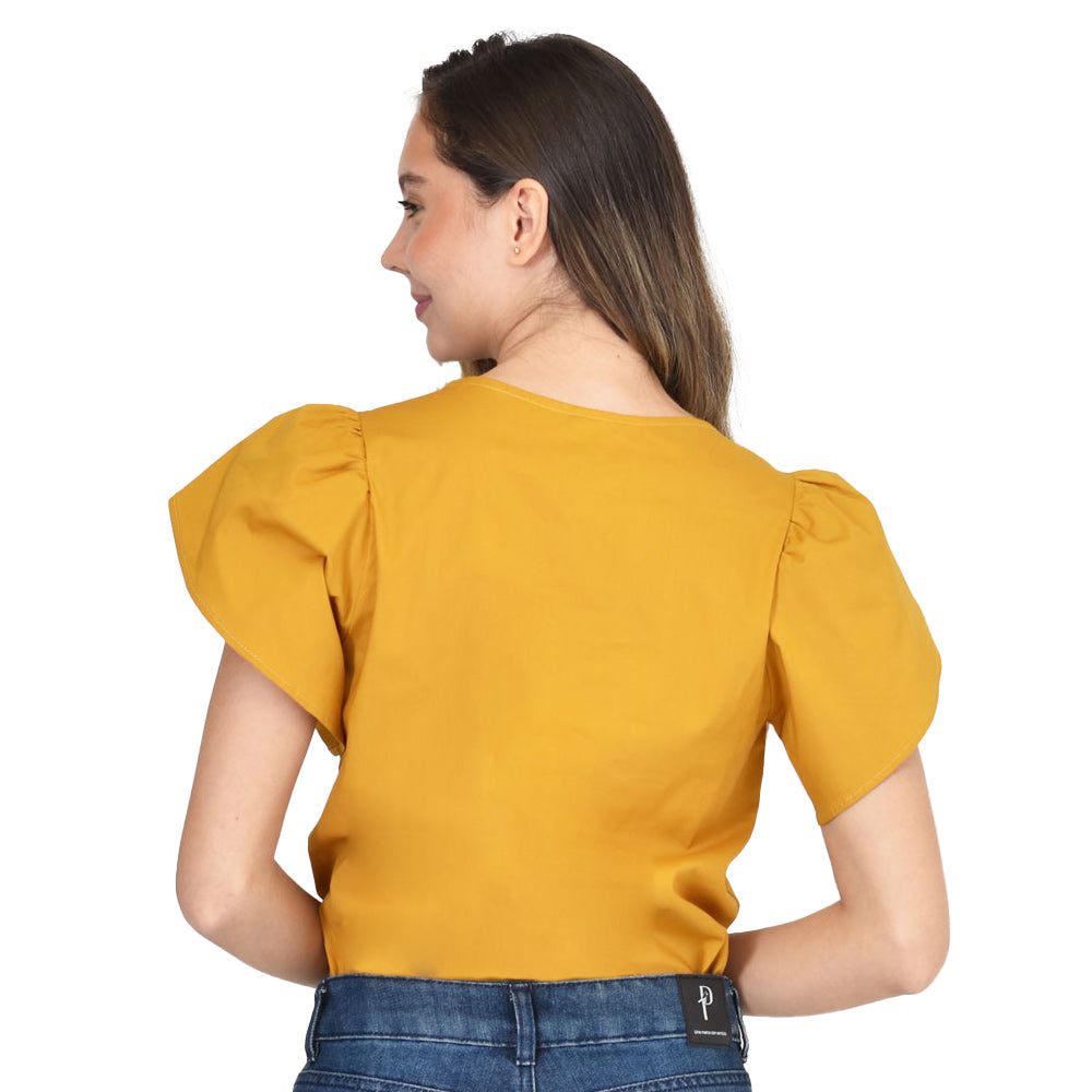 Blusa Confort Mostaza Passaro 2110854 — vista posterior