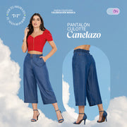 Pantalón Culotte Tiro Alto Azul Medio Tyt Canelazo - 42
