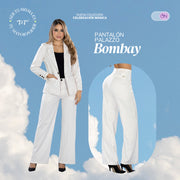 Pantalón Palazzo Raya Tiza Hueso Tiro Super Alto Tyt Bombay - 42