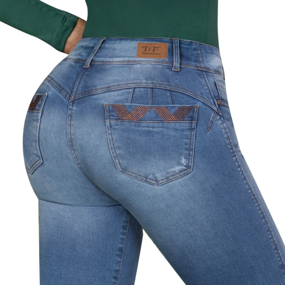 Jeans Levanta Cola Ochentero Azul Claro Tyt Simone