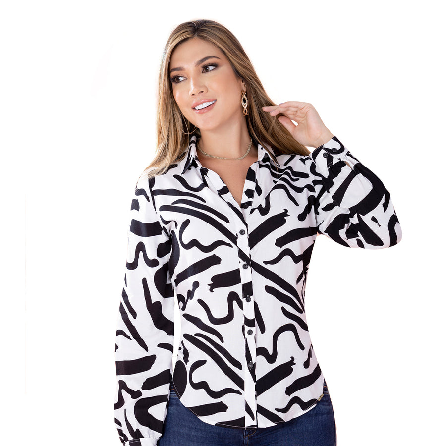 Blusa Estampada Blanca TyT Crepe
