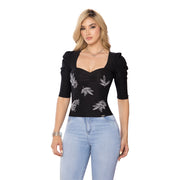 Blusa Ajustada Cuello Cuadrado Negra TyT Antología