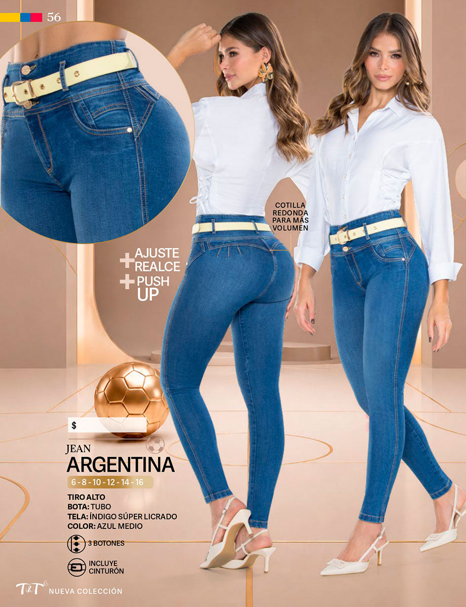 Jean Push Up Tiro Alto Azul Medio Tyt Jeans Argentina - foto 7