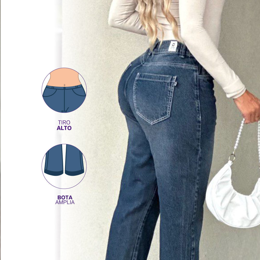 Jeans Mom Tiro Alto Azul Asi Sea As06389