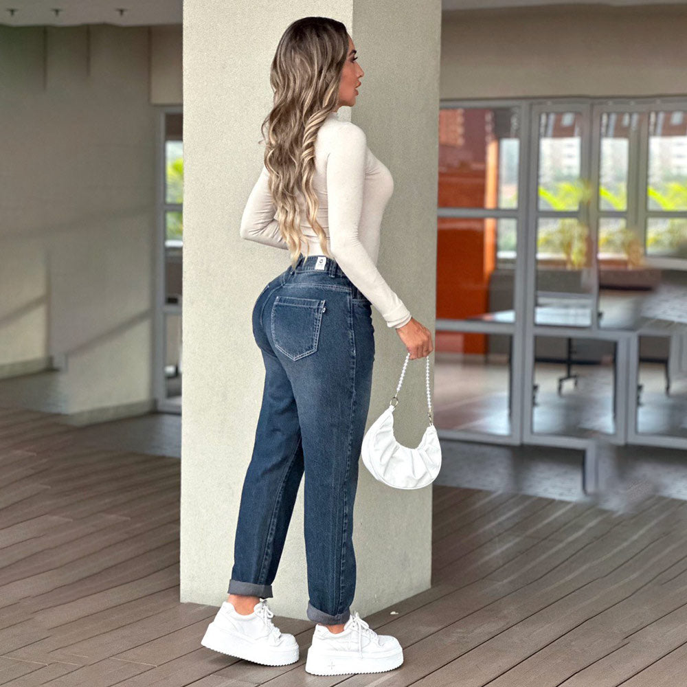 Jeans Mom Tiro Alto Azul Asi Sea As06389