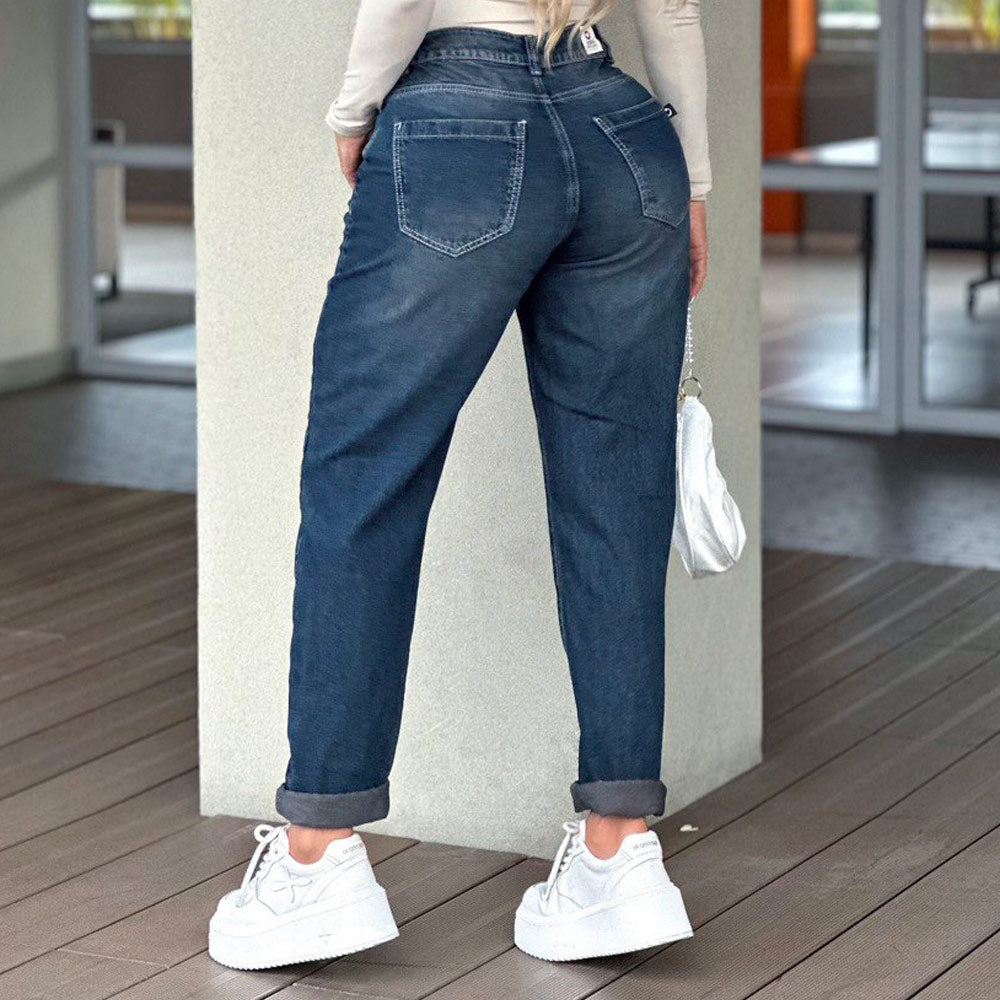 Jeans Mom Tiro Alto Azul Asi Sea As06389 - 36