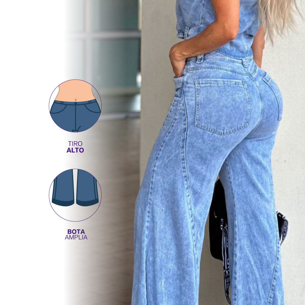 Jardinera Wide Leg Azul Asi Sea As06519 - 40