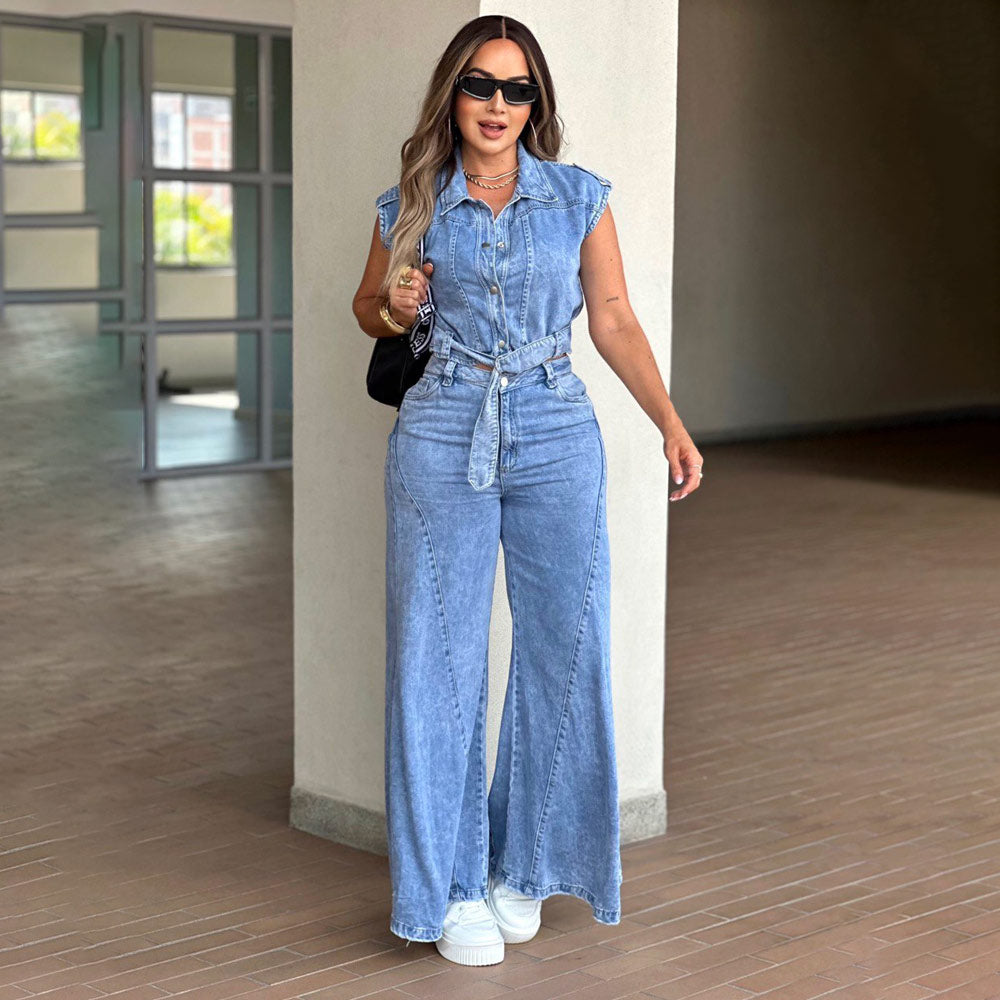 Jardinera Wide Leg Azul Asi Sea As06519 - 36