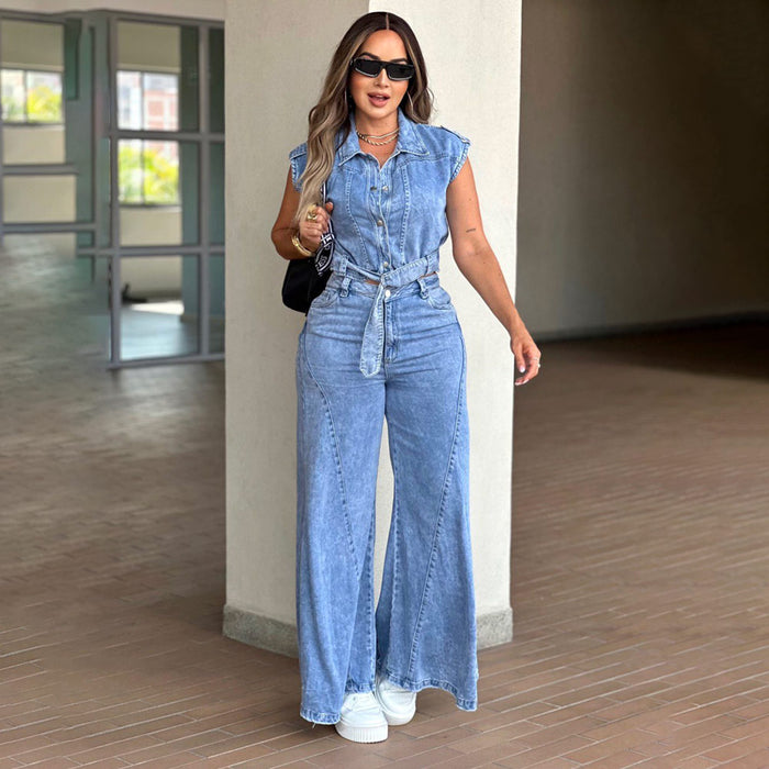 Jardinera Wide Leg Azul Asi Sea As06519 - 36