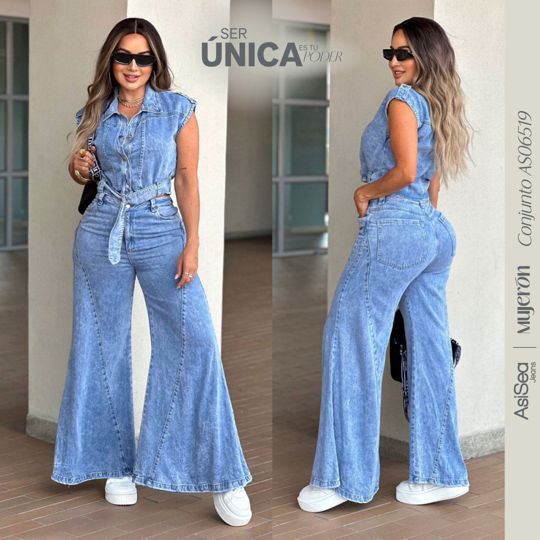 Jardinera Wide Leg Azul Asi Sea As06519