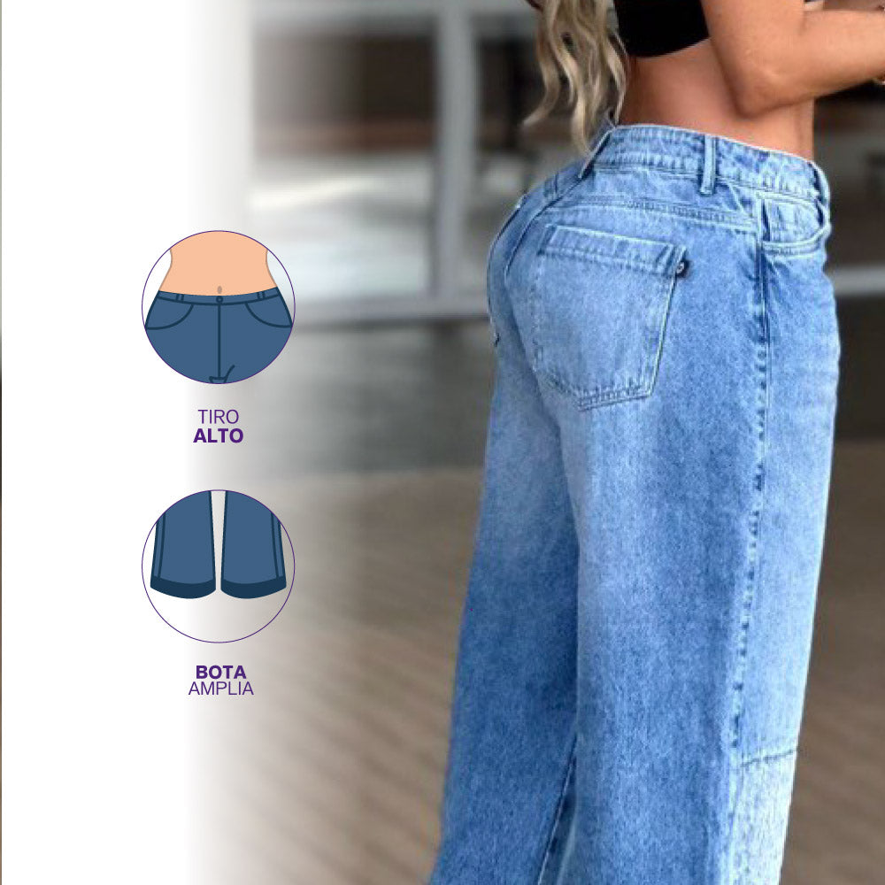 Jeans Bota Ancha Azul Asi Sea As06548 - 38