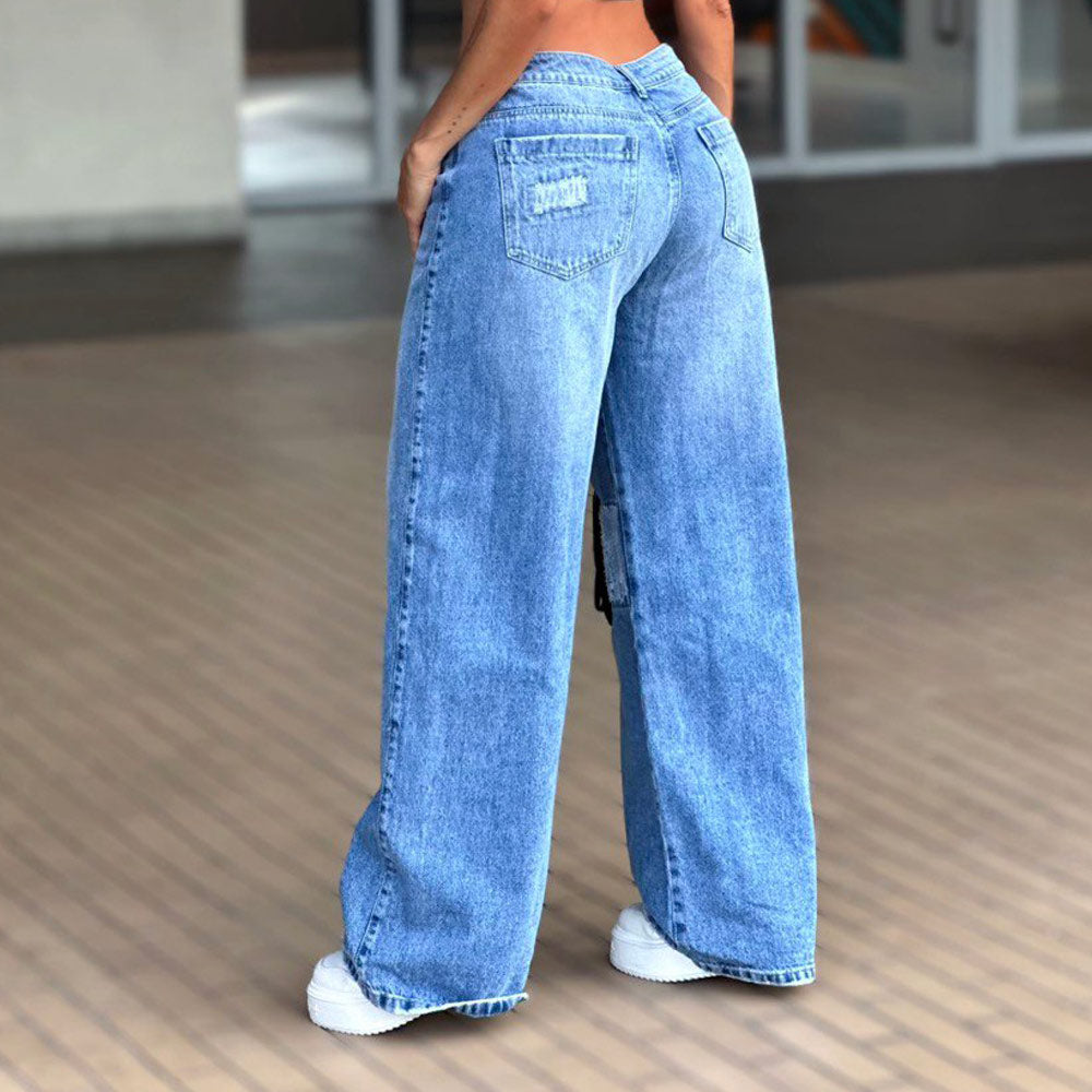 Jeans Bota Ancha Azul Asi Sea As06548 - 34