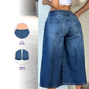 Jeans Short Baggy Tiro Alto Azul Asi Sea As06605 - 38