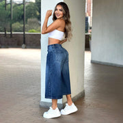 Jeans Short Baggy Tiro Alto Azul Asi Sea As06605 - 40