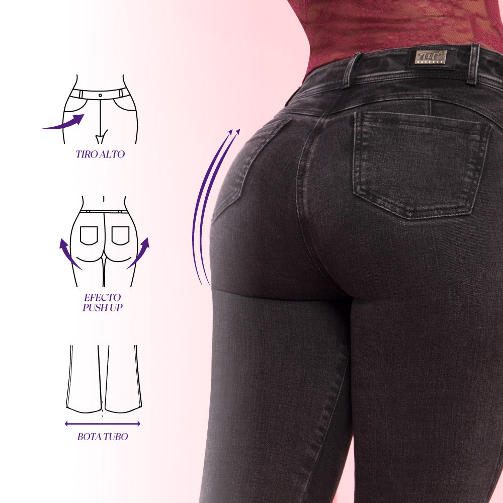 Jeans Push Up Gris Mujeron Aventura - 40
