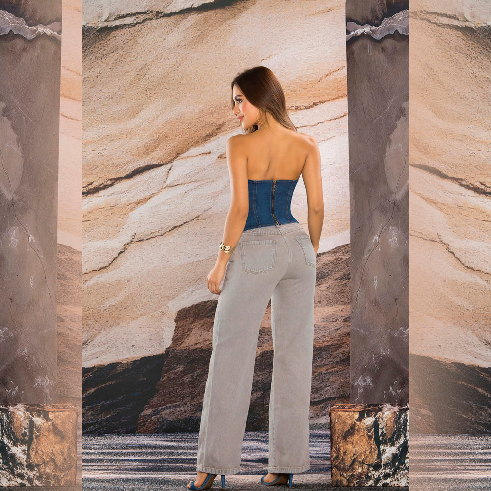Palazzo Tiro Alto Gris Tyt Jeans Bahamon - 40