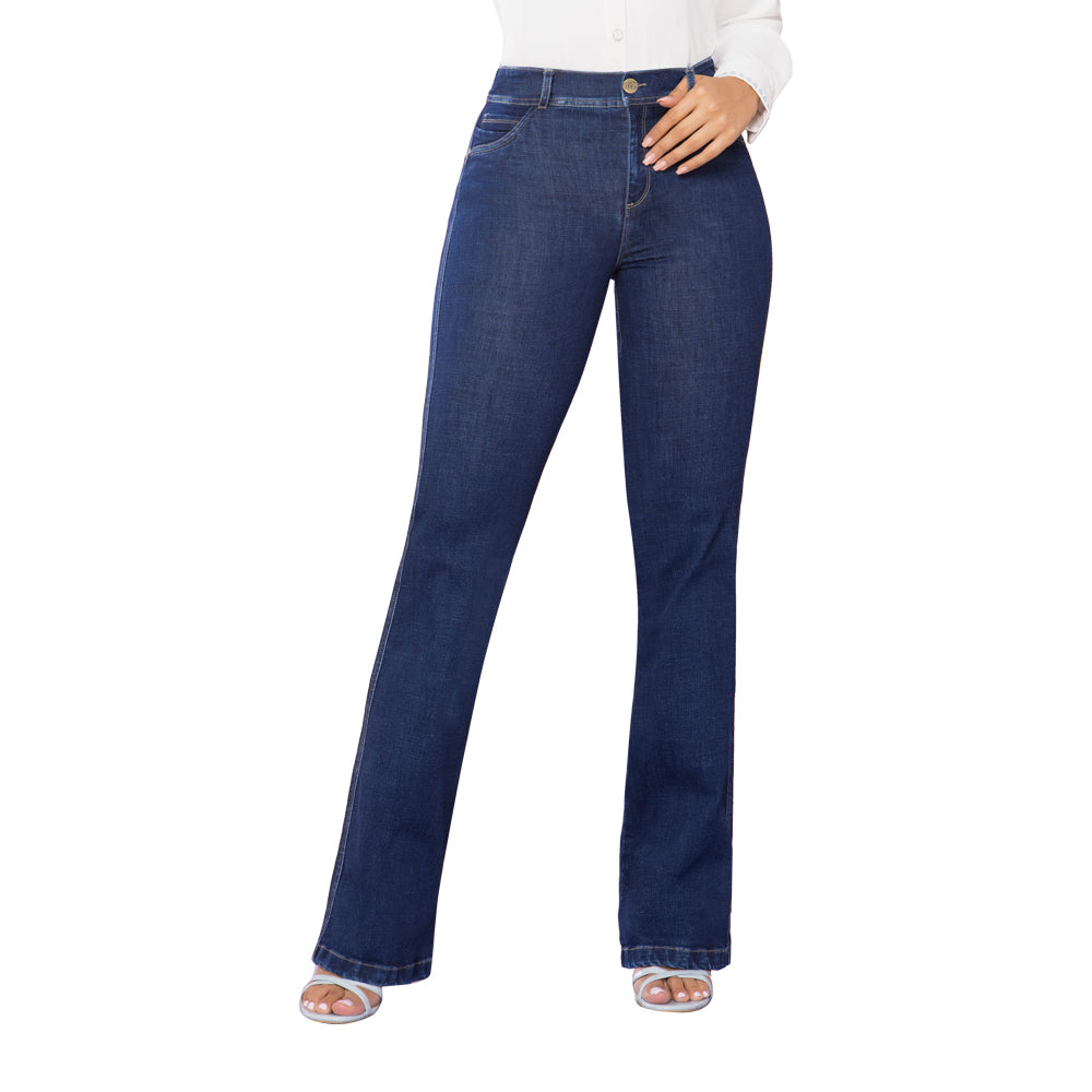 Jeans Campana Push Up Azul Mujeron Belleza - 38