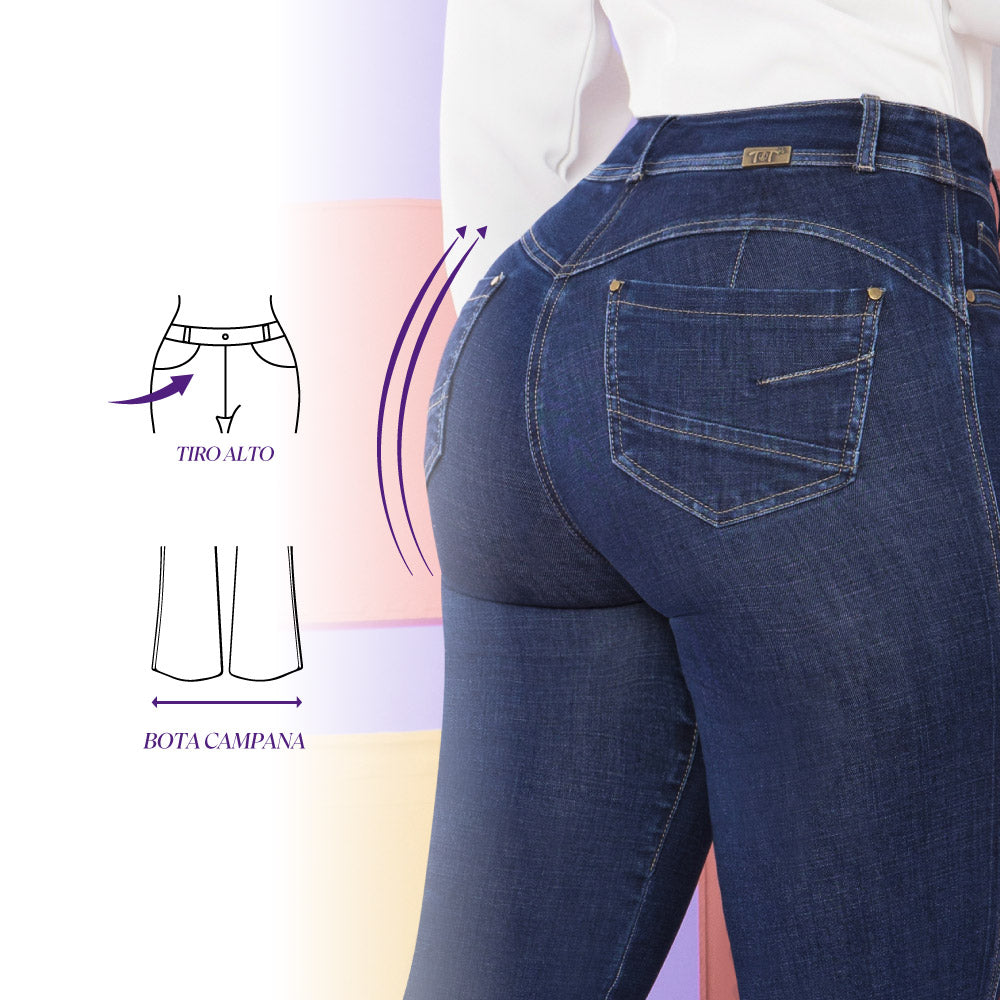 Jeans Campana Push Up Azul Mujeron Belleza - 40