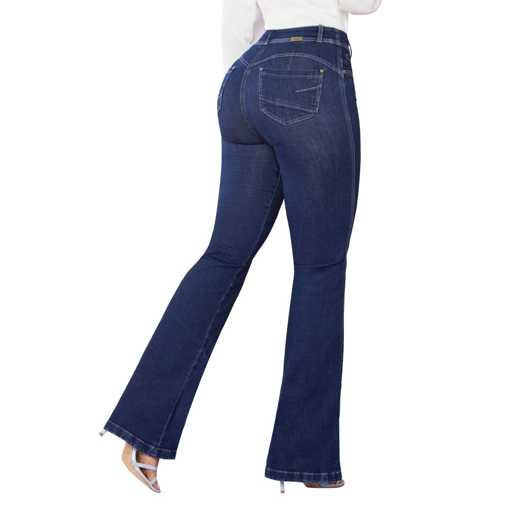 Jeans Campana Push Up Azul Mujeron Belleza - 36