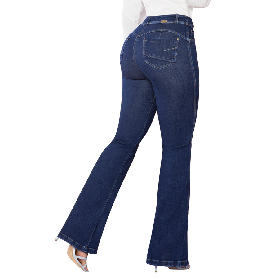 Jeans Campana Push Up Azul Mujeron Belleza - 36