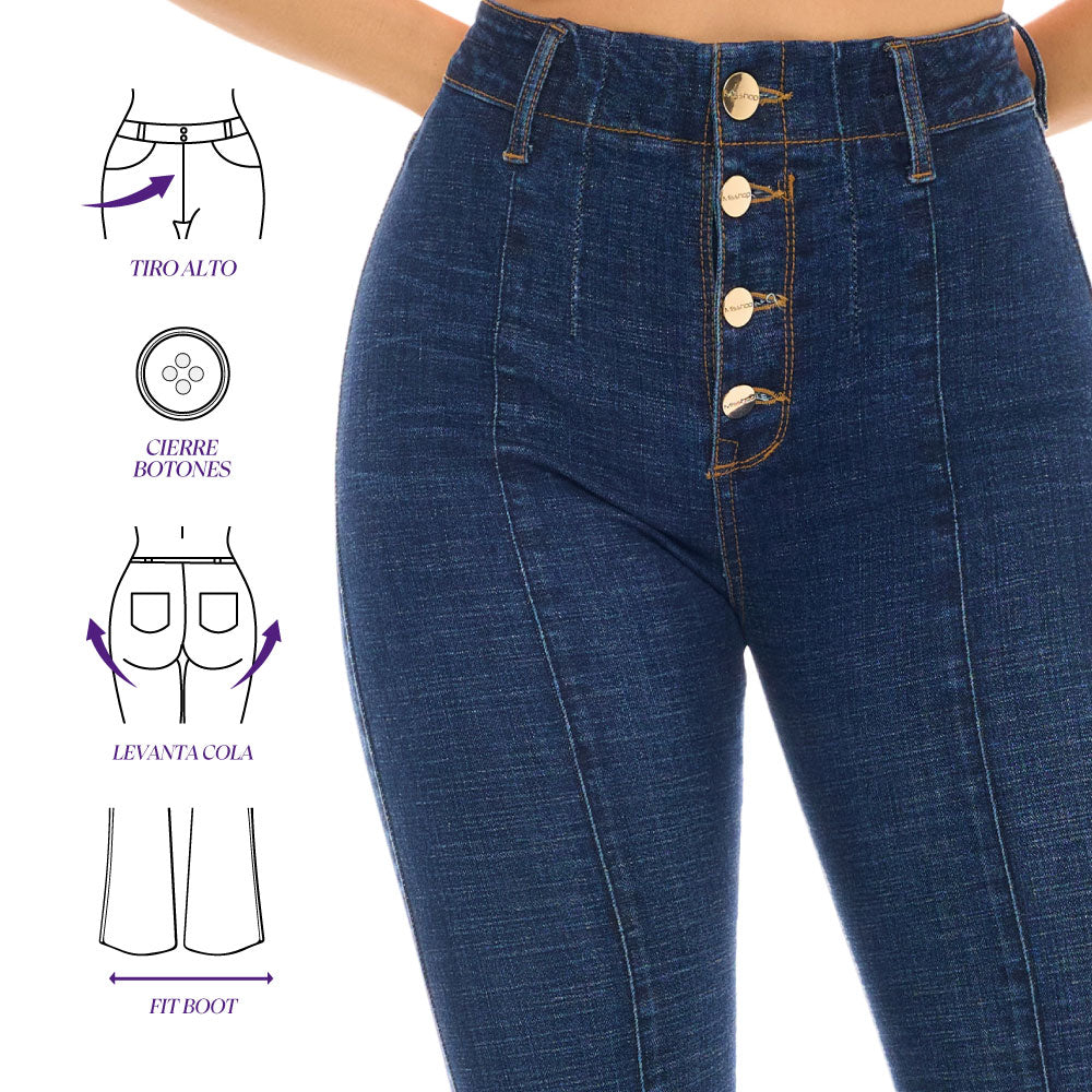Jean Boot Cut Push Up Azul Mujeron 16201 - 40