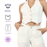 Conjunto Ajustado Tiro Alto Hueso Misshop 1047