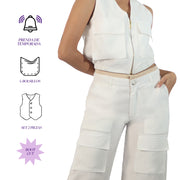 Set Cargo Bota Ancha Hueso Misshop 1060