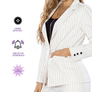 Blazer Ajustado Raya Tiza Hueso TyT Anís
