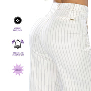 Pantalón Palazzo Raya Tiza Hueso Tiro Super Alto Tyt Bombay - 40