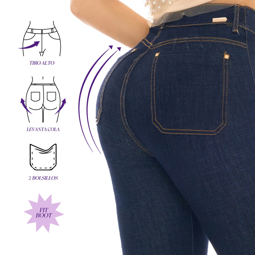 Jeans Push Up Boot Cut Azul Mujeron 16193 - 40