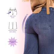 Jeans Palazzo Azul Rigido Mujeron Beso - 40