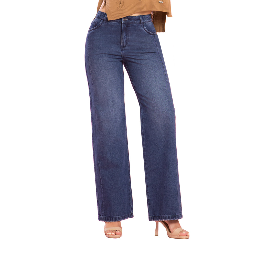Jeans Palazzo Azul Rigido Mujeron Beso - 38