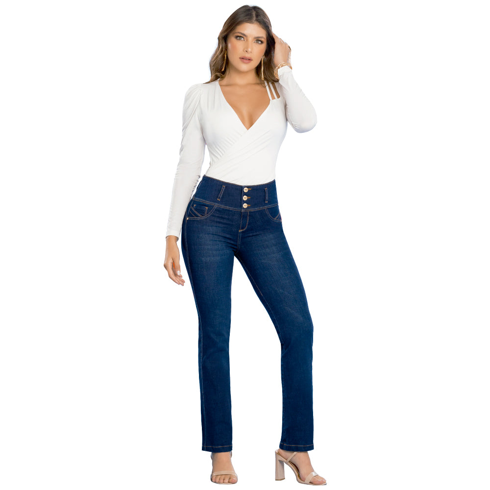 Blusa Ajustada Cuello V Hueso TyT Morgan — cuerpo completo, vista frontal