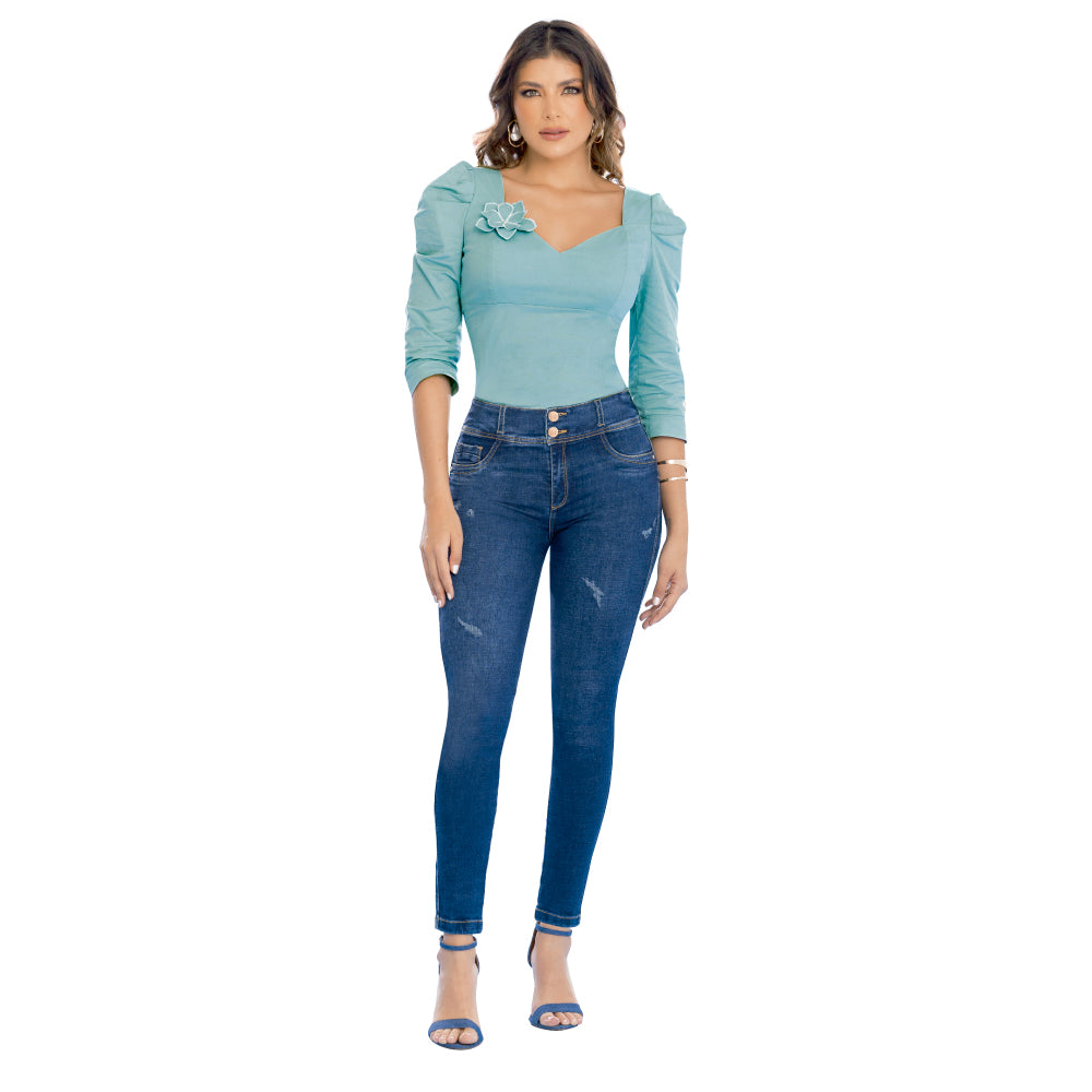 Blusa Princesa Azul Agua Marina TyT Nautica — cuerpo completo, vista frontal