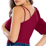 Blusa Asimétrica Vino Tinto TyT Rocco — detalle posterior