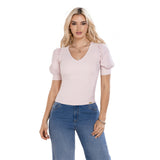 Blusa Manga Corta Cuello V Rosa TyT Bonet