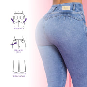 Jeans Push Up Campana Azul Mujeron Borges - 40